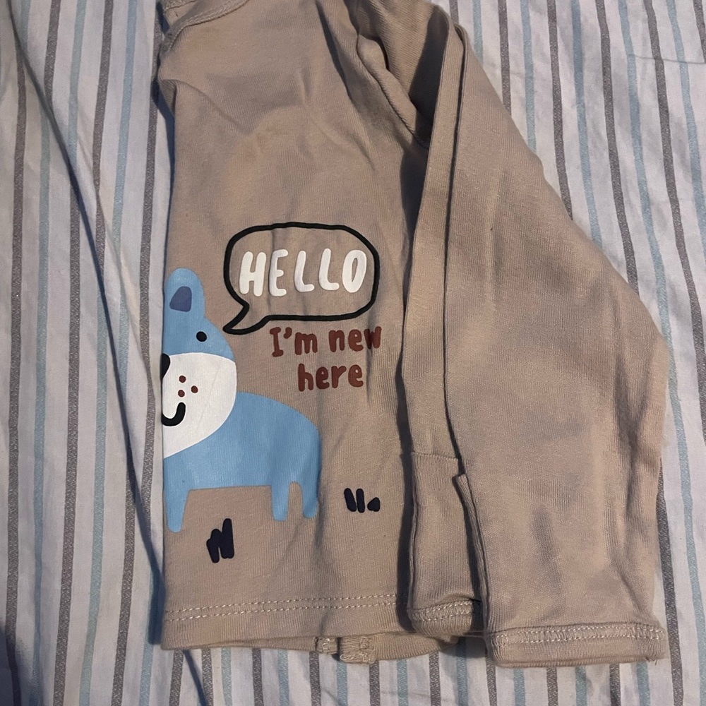 Gerber Tan Baby Shirt with Blue Bear Print